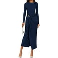 thumbnail image 1 of PRETTYGARDEN Women's Fall Wedding Guest Cocktail Midi Dresses Elegant Long Sleeve Bodycon Ruched Dress Fashion Clothing, 1 of 10