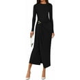 thumbnail image 1 of PRETTYGARDEN Women's Fall Wedding Guest Cocktail Midi Dresses Elegant Long Sleeve Bodycon Ruched Dress Fashion Clothing, 1 of 7