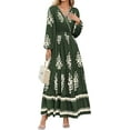 thumbnail image 1 of PRETTYGARDEN Women's Fall Wedding Guest Dresses Boho Floral Long Sleeve V Neck Flowy Elegant Maxi Dress Beach Clothes, 1 of 6