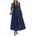 thumbnail image 1 of PRETTYGARDEN Women's Fall Wedding Guest Dresses Long Sleeve V Neck Flowy Elegant Holiday Party Maxi Dress with Pockets, 1 of 8