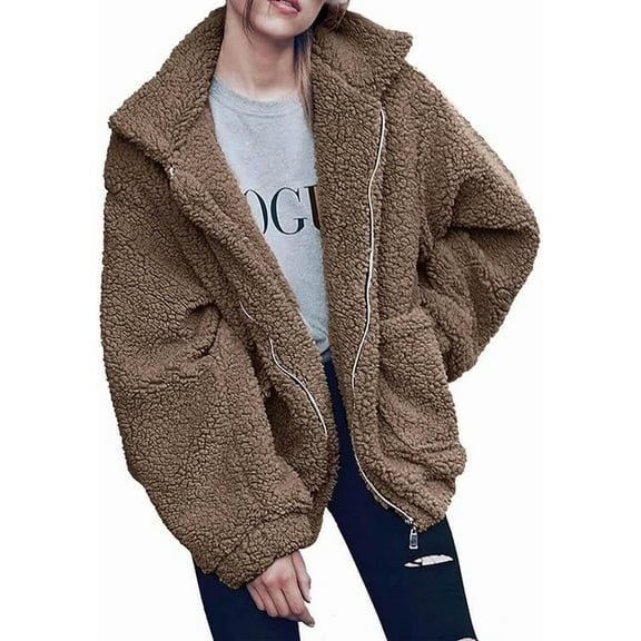 PRETTYGARDEN Women's Fashion Winter Coats Sherpa Fleece Faux Fur Shearling Oversized Trendy Jackets Warm Outerwear Clothing
