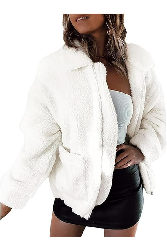 Women's Fashion Winter Coats Sherpa Fleece Faux Fur Shearling Oversized Trendy Jackets Warm Outerwear Clothing