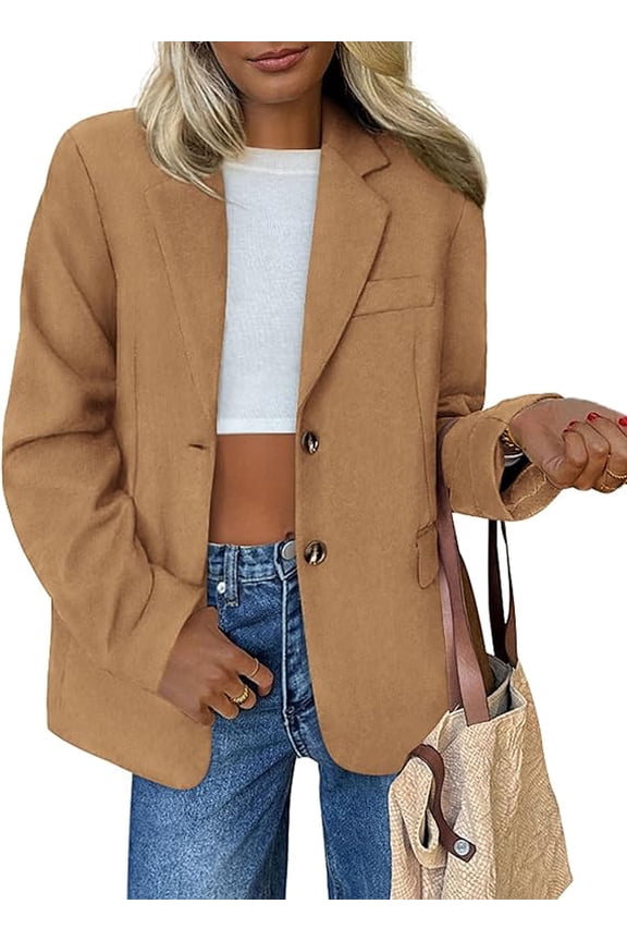 Women's Faux Suede Blazers Fall Long Sleeve Lapel Business Casual Work Office Clothes Dressy Suit Jackets
