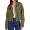 PRETTYGARDEN Women's Faux Suede Cropped Fall Jackets,Soft Zip Up Coats,Classic Lapel Collar,Button Down Shacket,Oversized Casual Outerwear,Trendy Winter Clothes with Pockets
