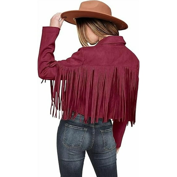 PRETTYGARDEN Women's Faux Suede Leather Jackets Tassel Motorcycle Cropped Coats Fashion Clothes
