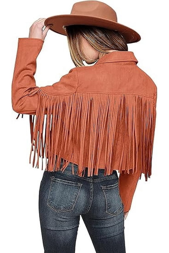 Women's Faux Suede Leather Jackets Tassel Motorcycle Cropped Coats Fashion Clothes