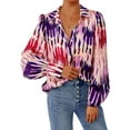 thumbnail image 1 of PRETTYGARDEN Women's Floral Blouses Dressy Casual V Neck Button Down Shirts Lantern Long Sleeve Boho Chiffon Spring Tops, 1 of 10