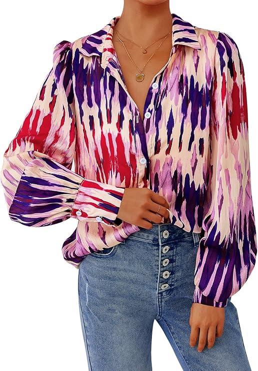 Women's Long Sleeves Textured Button Down Floral Top main image 1