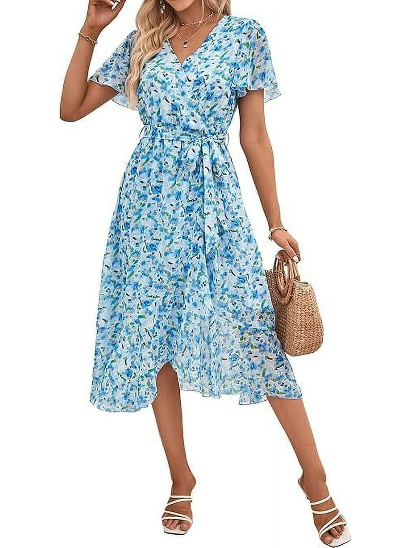 dukes blue cheese dressing Aphina Silk Rayon Wrap Dress in Blue Green – SACHA DRAKE main image 1