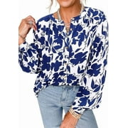 PRETTYGARDEN Women's Floral Button Down Blouse Fall Fashion Dressy Casual Long Sleeve Oversized Shirts Top Boho Clothes