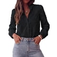 thumbnail image 1 of PRETTYGARDEN Women's Floral Embroidered Button Down Shirts | Ladies Dressy Fall Blouses, Long Sleeves, Ruffle Neck, Elegant Boho Eyelet Tops for Work, Business & Spring Casual Outings, 1 of 9