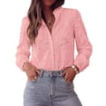 thumbnail image 1 of PRETTYGARDEN Women's Floral Embroidered Button Down Shirts | Ladies Dressy Fall Blouses, Long Sleeves, Ruffle Neck, Elegant Boho Eyelet Tops for Work, Business & Spring Casual Outings, 1 of 9