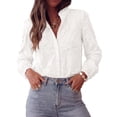 thumbnail image 1 of PRETTYGARDEN Women's Floral Embroidered Button Down Shirts | Ladies Dressy Fall Blouses, Long Sleeves, Ruffle Neck, Elegant Boho Eyelet Tops for Work, Business & Spring Casual Outings, 1 of 9
