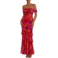 thumbnail image 1 of PRETTYGARDEN Women's Formal Cocktail Maxi Dresses Summer Off Shoulder Floral Mesh Bodycon Spring Wedding Guest Dress, 1 of 10