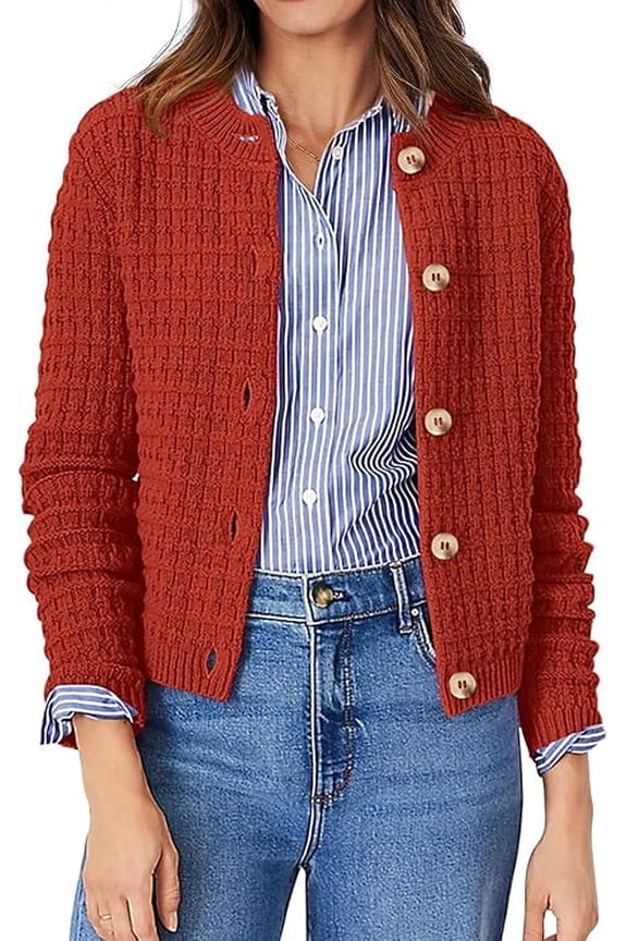 Women's Cotton Knit Cardigan Sweater, Sizes S-2XL