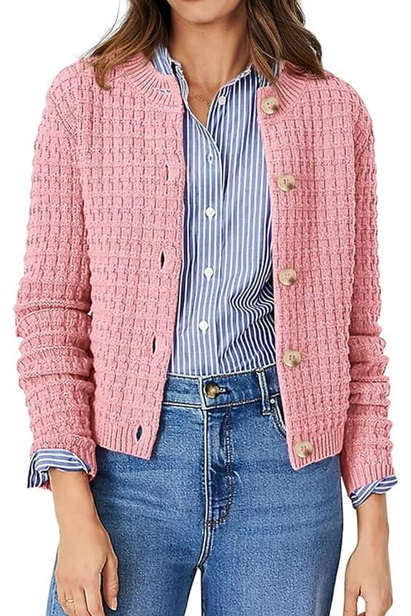 Women's Cotton Knit Cardigan Sweater, Sizes S-2XL