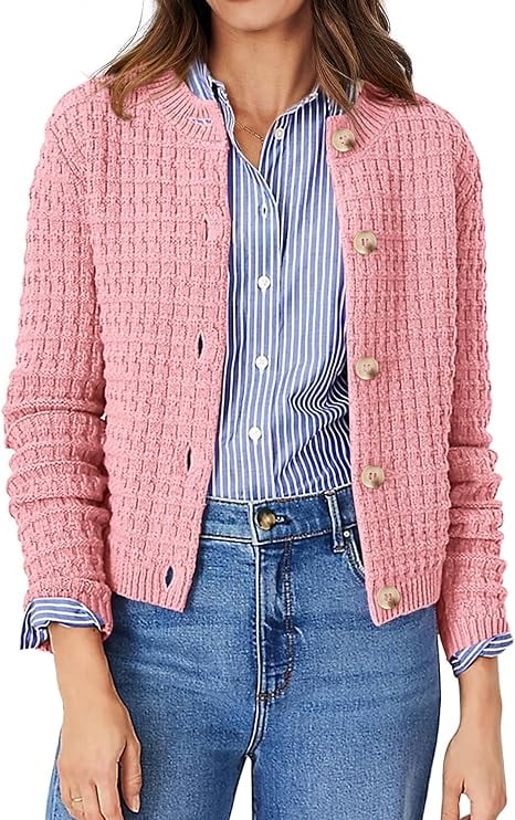 pink open knit sweaters