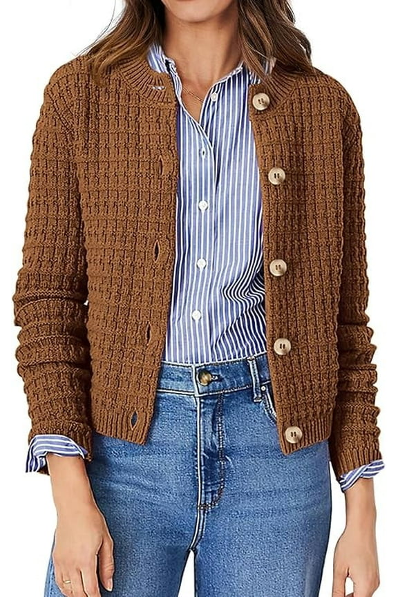 Women's Cotton Knit Cardigan Sweater, Sizes S-2XL