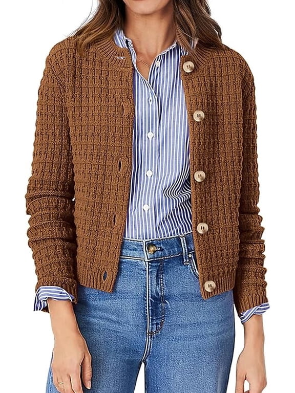Women's Cotton Knit Cardigan Sweater, Sizes S-2XL