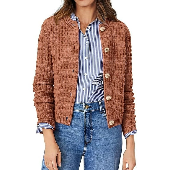 PrettyGarden Women's Cotton Knit Cardigan Sweater, Sizes S-2XL