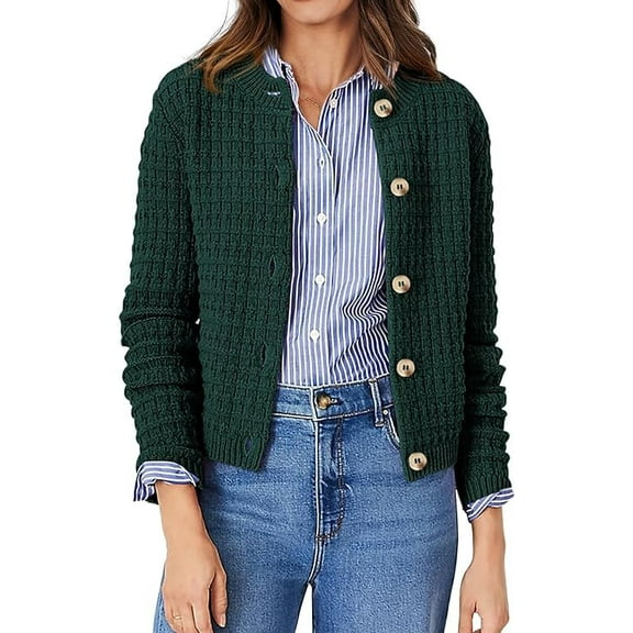 PrettyGarden Women's Cotton Knit Cardigan Sweater, Sizes S-2XL