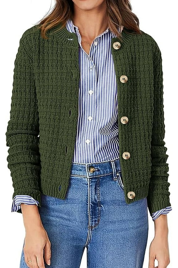 Women's Cotton Knit Cardigan Sweater, Sizes S-2XL
