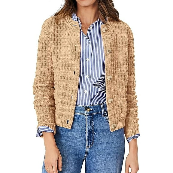 PrettyGarden Women's Cotton Knit Cardigan Sweater, Sizes S-2XL