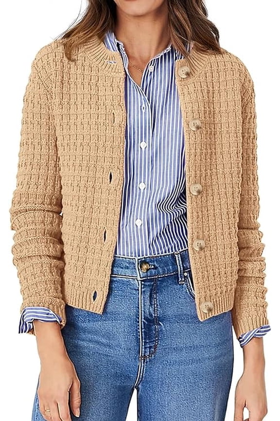 Women's Cotton Knit Cardigan Sweater, Sizes S-2XL