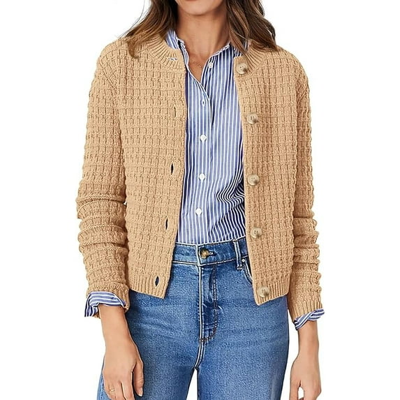 PrettyGarden Women's Cotton Knit Cardigan Sweater, Sizes S-2XL