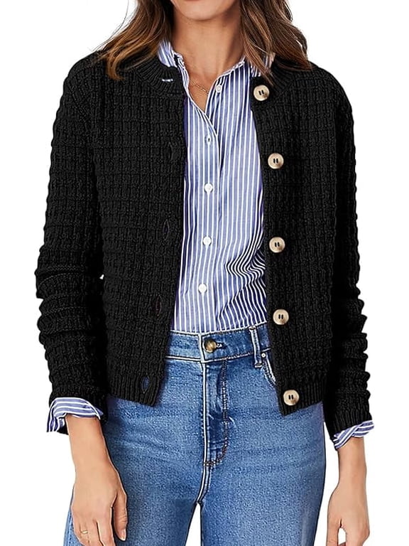 Women's Cotton Knit Cardigan Sweater, Sizes S-2XL