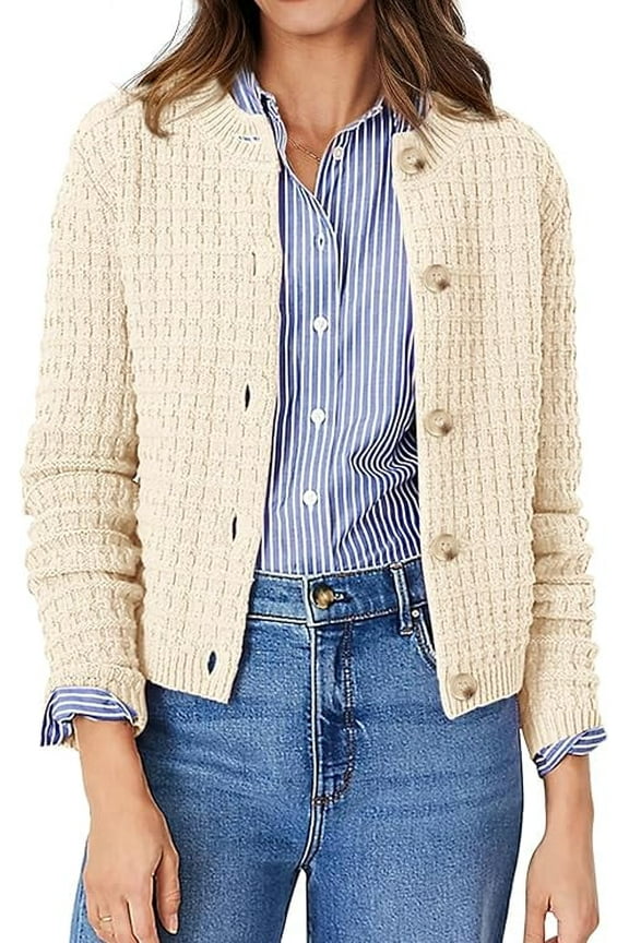 Women's Cotton Knit Cardigan Sweater, Sizes S-2XL