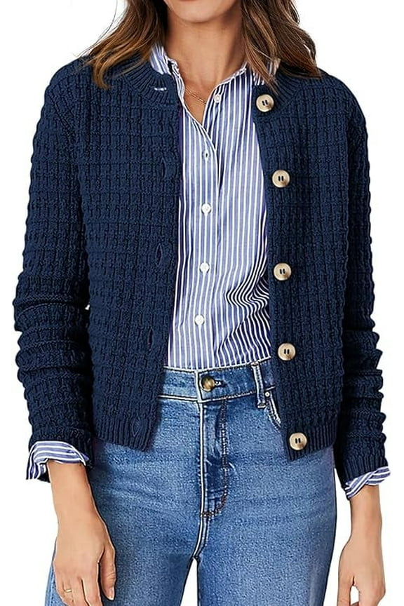 Women's Cotton Knit Cardigan Sweater, Sizes S-2XL