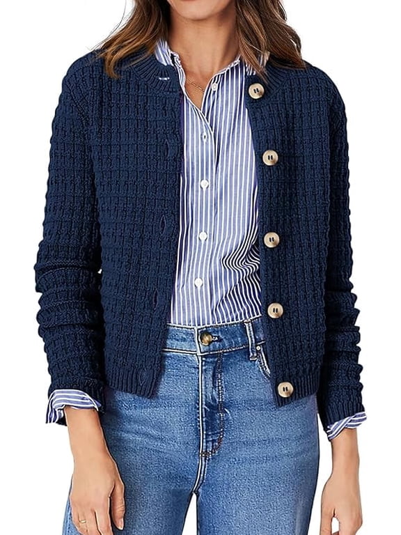 Women's Cotton Knit Cardigan Sweater, Sizes S-2XL