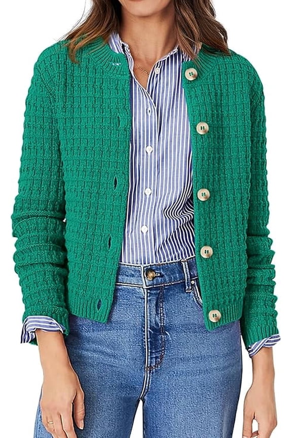 Women's Cotton Knit Cardigan Sweater, Sizes S-2XL