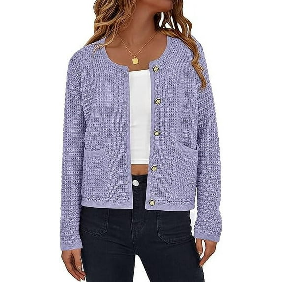 PRETTYGARDEN Women's Knit Cardigan Sweaters Fall Fashion Long Sleeve Open Front Button Down Trendy Casual Sweater Jacket