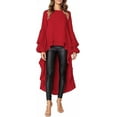 thumbnail image 1 of PRETTYGARDEN Women's Lantern Long Sleeve Round Neck High Low Asymmetrical Irregular Hem Casual Tops Blouse Shirt Dress, 1 of 8