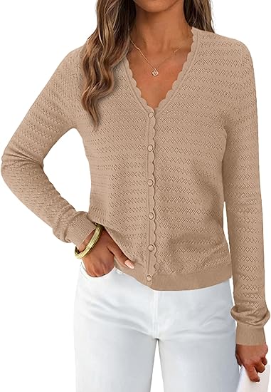 PRETTYGARDEN Women's Open Front Cardigan - Lightweight Popcorn Knit Sweater, Trendy Fall 2025, Long Sleeve