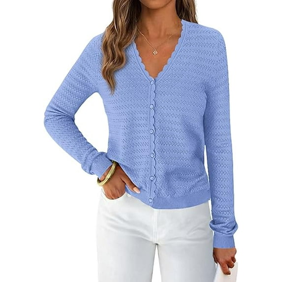 PRETTYGARDEN Women's Lightweight Cardigan Sweaters Fall Trendy Long Sleeve V Neck Button Up Soft Knit Sweater Tops