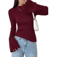 thumbnail image 1 of PRETTYGARDEN Women's Lightweight Mock Neck Sweaters | Bell Long Sleeve Tops, Slim Fitted Pullover, Soft Ribbed Knit, Going Out Outfits, Fall Winter Layering, Fashion Clothing, 1 of 8
