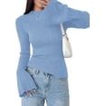 thumbnail image 1 of PRETTYGARDEN Women's Lightweight Mock Neck Sweaters | Bell Long Sleeve Tops, Slim Fitted Pullover, Soft Ribbed Knit, Going Out Outfits, Fall Winter Layering, Fashion Clothing, 1 of 8