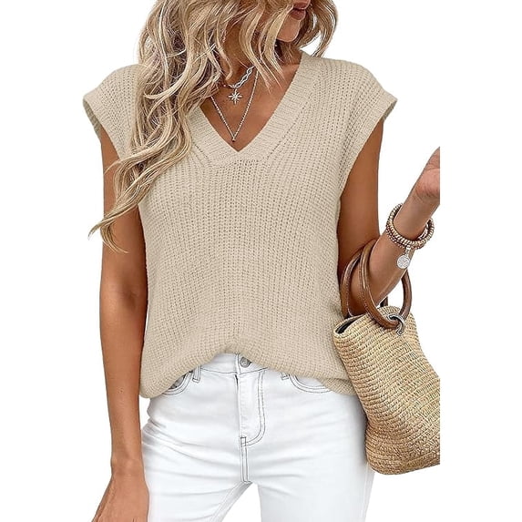 PRETTYGARDEN Women's Lightweight Sweaters Vest Spring Trendy Cap Sleeve V Neck Knit Tank Tops Summer Going Out Outfits
