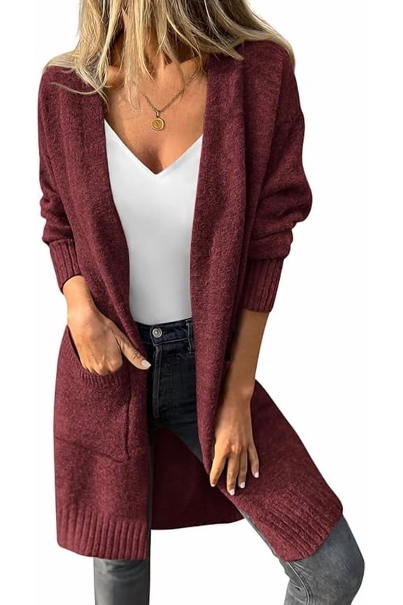 Women's Long Cardigans Fall Oversized Long Sleeve Open Front Lightweight Sweaters Knit Winter Coats