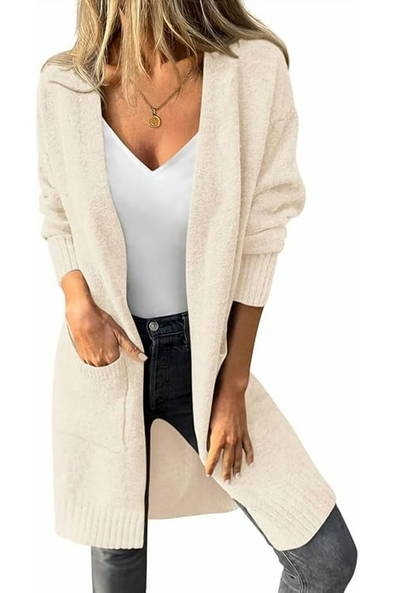 Women's Long Cardigans Fall Oversized Long Sleeve Open Front Lightweight Sweaters Knit Winter Coats