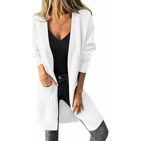 PRETTYGARDEN Women's Long Cardigans Fall Oversized Long Sleeve Open Front Lightweight Sweaters Knit Winter Coats