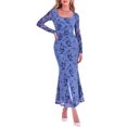 thumbnail image 1 of PRETTYGARDEN Women's Long Sleeve Floral Maxi Bodycon Dress Cocktail Dresses for Wedding Guest, Square Neck, Stretchy Mesh, Elegant Classy, Formal Holiday Party, 1 of 7