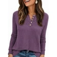 thumbnail image 1 of PRETTYGARDEN Women's Long Sleeve Henley Shirts Fall Casual Ribbed Tunic Tops Lightweight Sweaters Fashion Clothing, 1 of 8