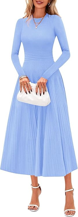 Prettygarden Women's Long Sleeve Midi Sweater Dress Fall Crewneck Knit A Line Pleated Wedding Guest Winter Dresses PRETTYGARDEN Women's Long Sleeve Midi Sweater Dress Fall Crewneck Knit A  Line Pleated Wedding Guest Winter Dresses - Walmart.com