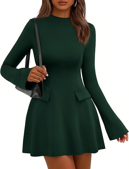 Prettygarden Women's Long Sleeve Mini Dress Fall Bodycon Mock Neck Elegant Short Cocktail Holiday Party Dresses, Size: XL, Green Prettygarden Women's Long Sleeve Mini Dress Fall Bodycon Mock Neck Elegant Short Cocktail Holiday Party Dresses, Size: XL, Green