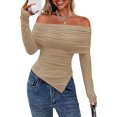 thumbnail image 1 of PRETTYGARDEN Women's Long Sleeve Shirts Off Shoulder Tops Going Out Slim Fitted Y19K Blouses Fall Fashion Clothes, 1 of 6
