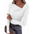 thumbnail image 1 of PRETTYGARDEN Women's Long Sleeve T Shirts Asymmetrical Y2K Slim Fitted Going Out Trendy Tops Early Fall Fashion Clothing, 1 of 10